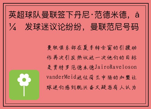 英超球队曼联签下丹尼·范德米德，引发球迷议论纷纷，曼联范尼号码