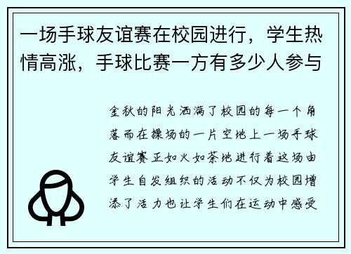 一场手球友谊赛在校园进行，学生热情高涨，手球比赛一方有多少人参与